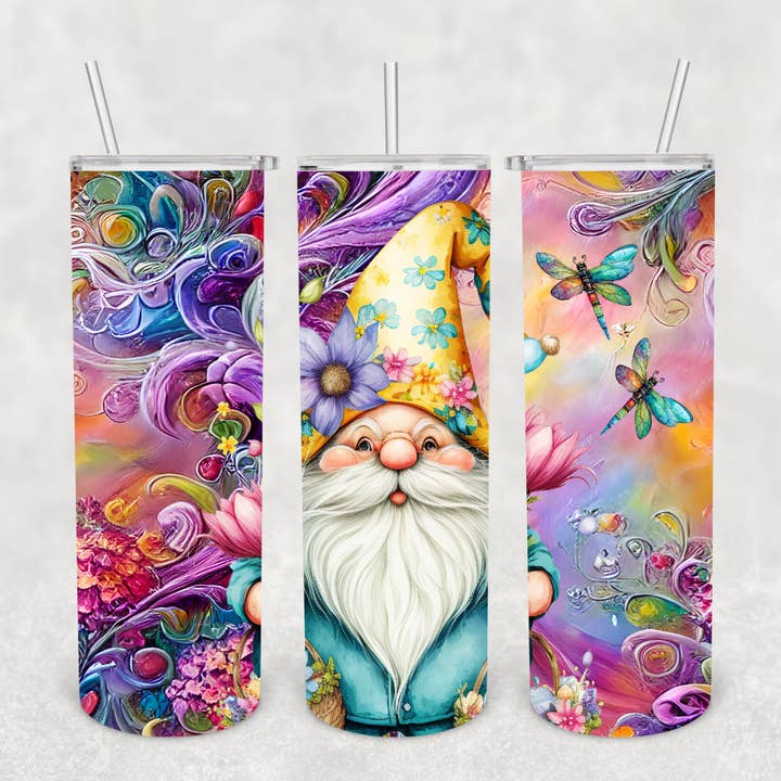 Springtime Gnome 20oz Tumbler for wholesale by Knotted Gypsy Designs