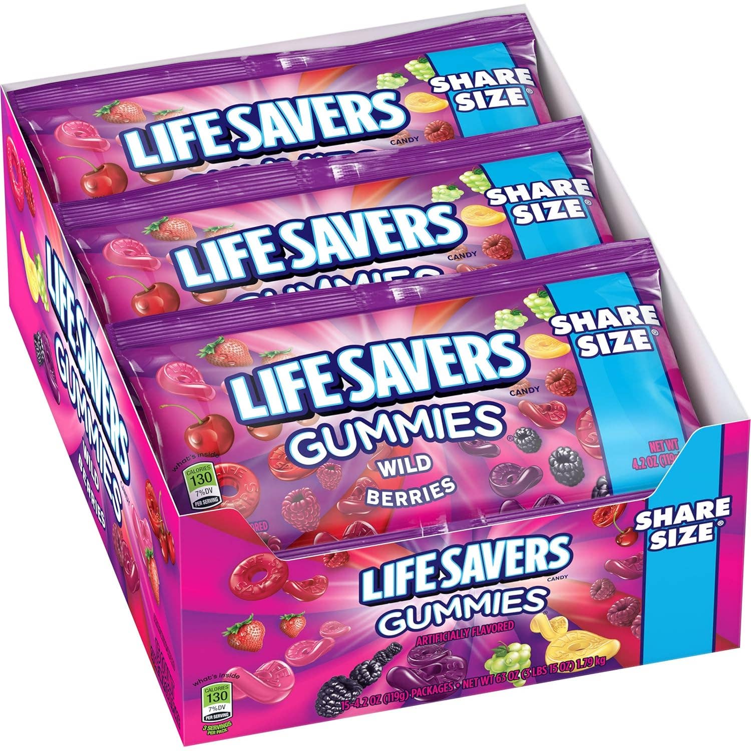 Snacky Candy – wholesale Gummy – Lifesavers gummy Wild Berry Share Size 4.2 oz 15 count0