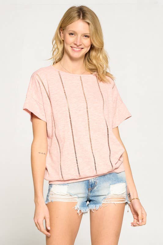 Doe and Rae - Venta al por mayor Blusa - Mujer - Parte superior cuadrada con borde de escalera - 14249T7
