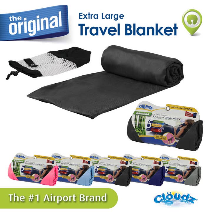 Cloudz Bamboo Travel Blanket With Bag - Black for wholesale by Cloudz