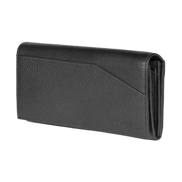 RB12129A | Women's Wallet in Full Grain Genuine Leather, dollar/light grain. Color Black. RFID Protection. Closed dimensions: cm 18.5 x 10 x 3. Packaging: Gift box base/lid for wholesale by Kaili mood / RENATO BORZATTA - Italy since 1978 -