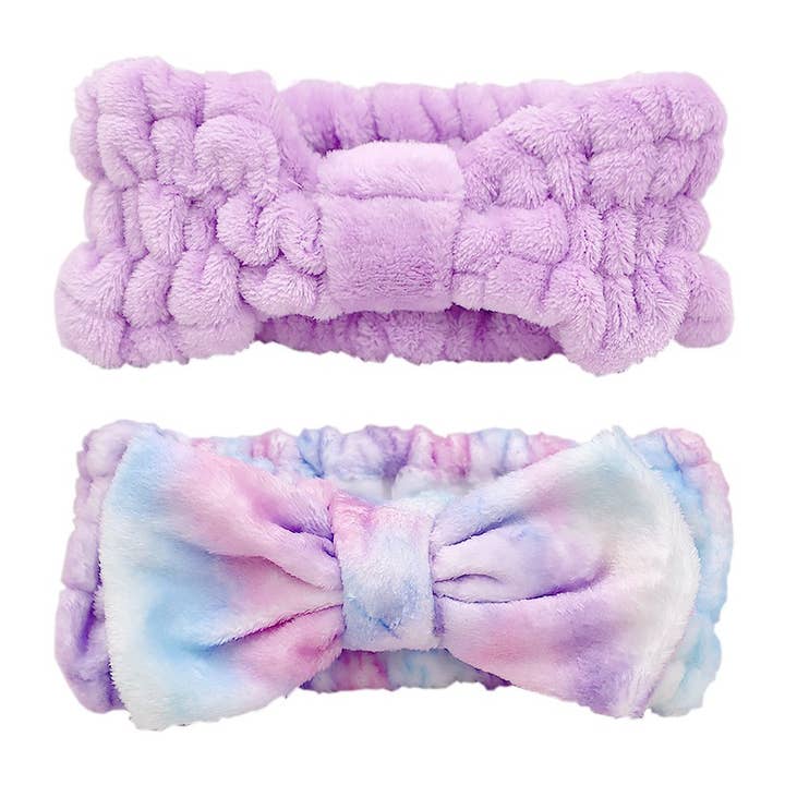 PINEAPPLE Beauty - Wholesale Spa Headband - CALA 69266 Lavender & Blue Tie Dye Headbands - 6 pcs