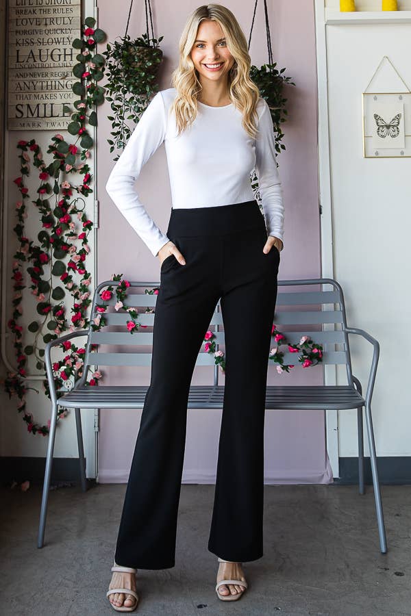 Pink Irene Wholesale - Wholesale Pants - Women's - PLUS FLARE PANTS WITH SIDE WAIST BAND AND POCKET12