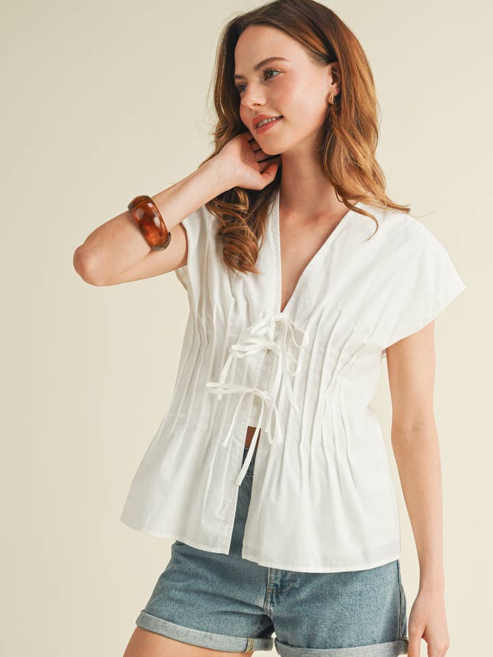 CT17073A - TOP PLISSETTATO CON NODO DAVANTI per la vendita all'ingrosso da parte di Cloud Ten