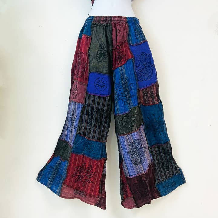 Karma Nepal Crafts - Wholesale Pants - Women's - Patchwork Unisex Boho Wide Leg Palazzo Pant