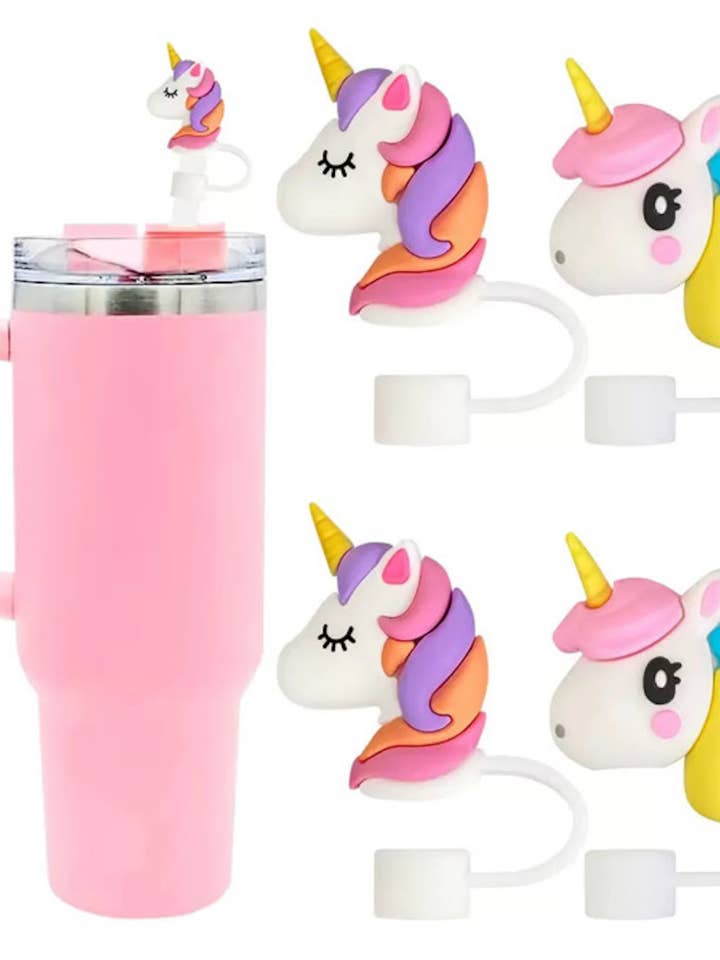 Unicorn Straw Toppers Set of 4 for wholesale by JILLIAN INK LLC
