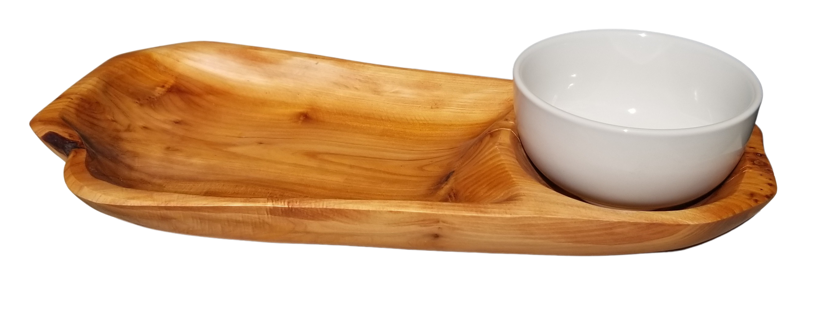 Enrico – wholesale Tallrik – 14" Rotträ Trächip & Dippfat – Rustikt Handgjort2