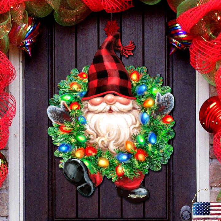 Bright Lights Couronne de nain en bois pour porte et mur pour la vente par Designocracy