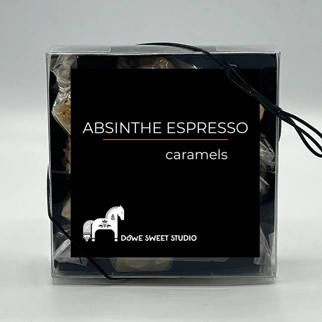 Absinthe Espresso Caramels for wholesale by Dowe Sweet Studio