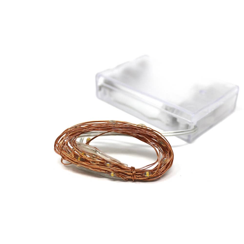 20 LED Natural Cop. Fairy Lights (Battery Op) WW/Copper Wire for wholesale on Faire2