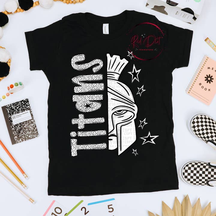 Titans T-Shirt | Trendy School Spirit Shirt | Fast Shipping | Super Soft Shirts for Men/Women/Kid's for wholesale by Red Dirt Transfers