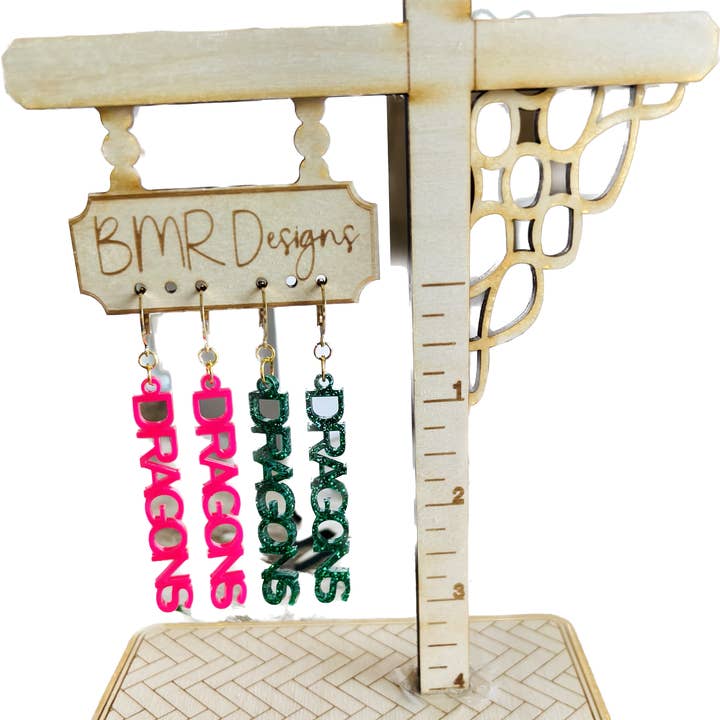 BMR Designs - Wholesale Dangle Earrings - CUSTOM Mascot/Word Thin Line Earrings1