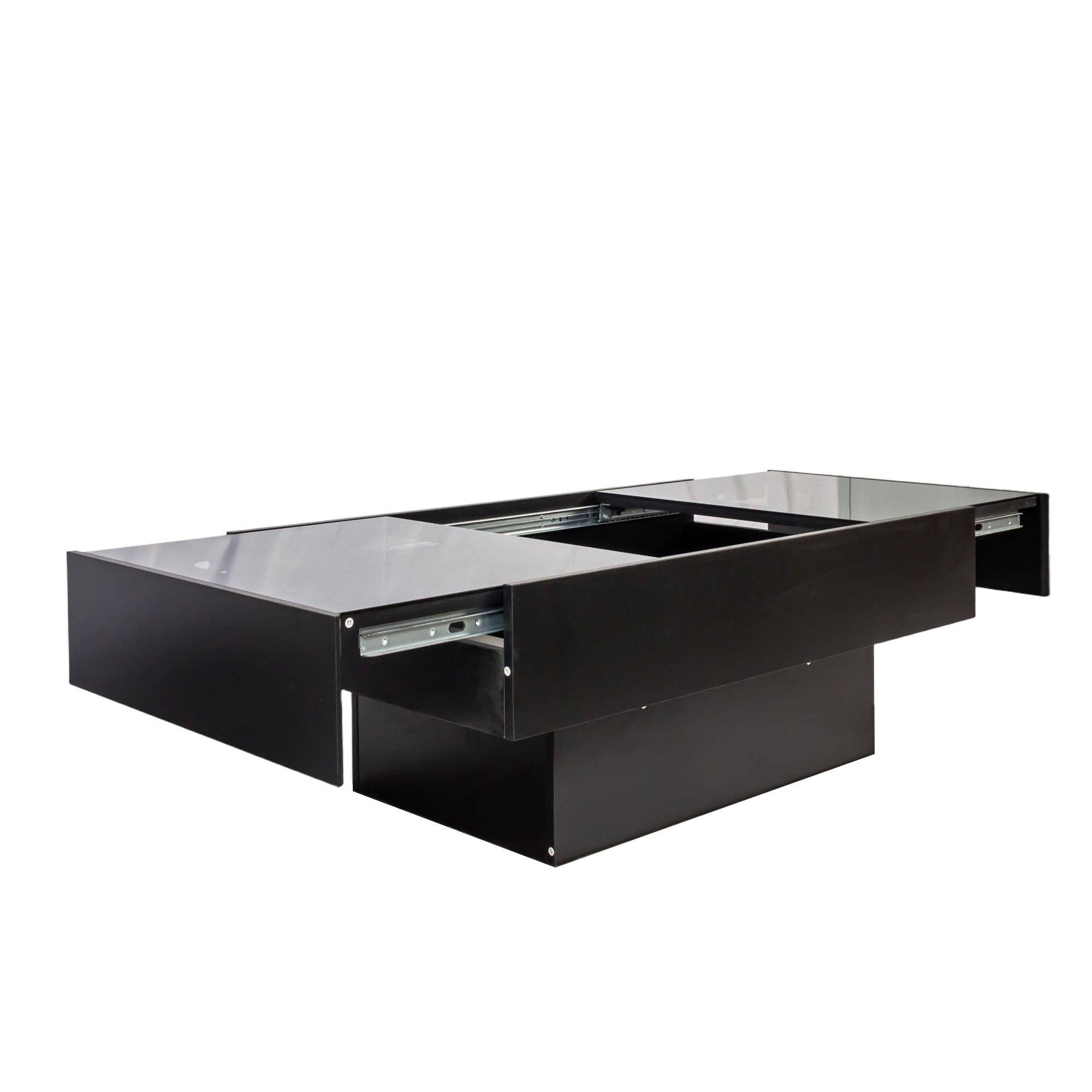 39F Inc. - Vente Tables basses - Table basse coulissante avec rangement caché, MDF noir9