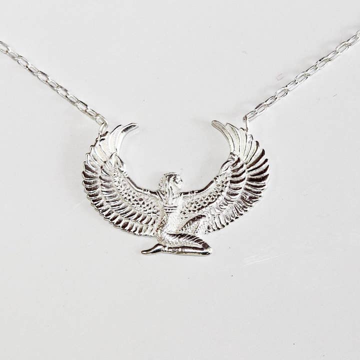 Feather Tribe – wholesale Hänge-/berlockhalsband – Små Silver doppade Isis gudinna halsband eller huvudbonad