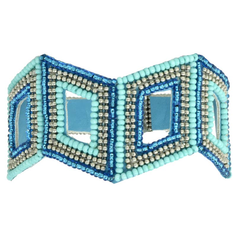 Erik & Mike - Wholesale Beaded Bracelet - Seed Bead  6 Frame Lelo Bracelet in Turquoise0