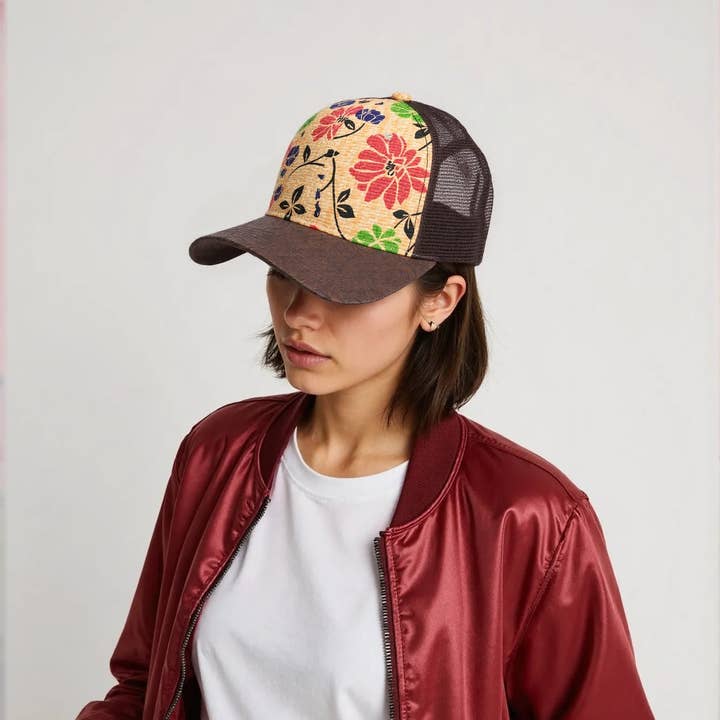 ACCITY - Wholesale Trucker Hat - Unisex - Printed Straw Mesh Baseball Cap, Summer Unisex_CWAH16287