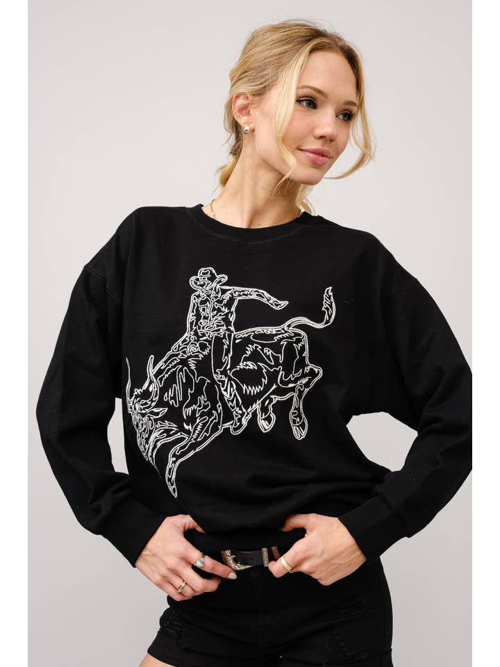 Blue B – Engroshandel Grafisk Sweatshirt - Dame – 36327T - Broderet western pullover-sweatshirt16