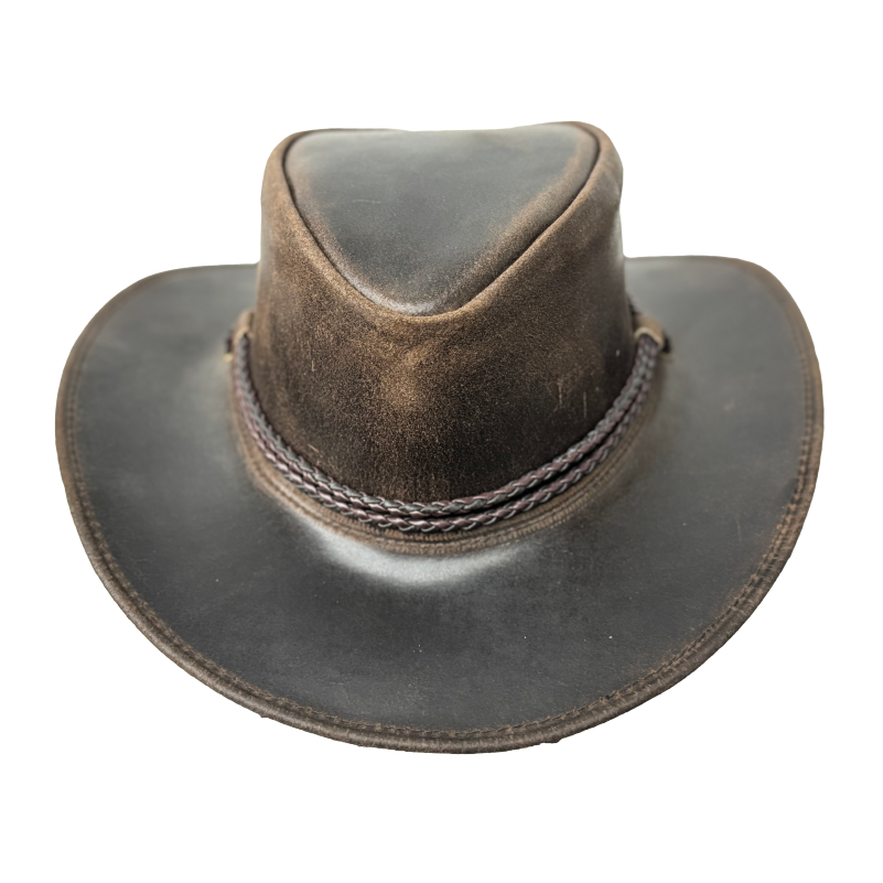 Lesa collection inc - Vente Chapeau de cowboy – unisexe - Chapeau de cowboy western en cuir distressed Banjo Brown3