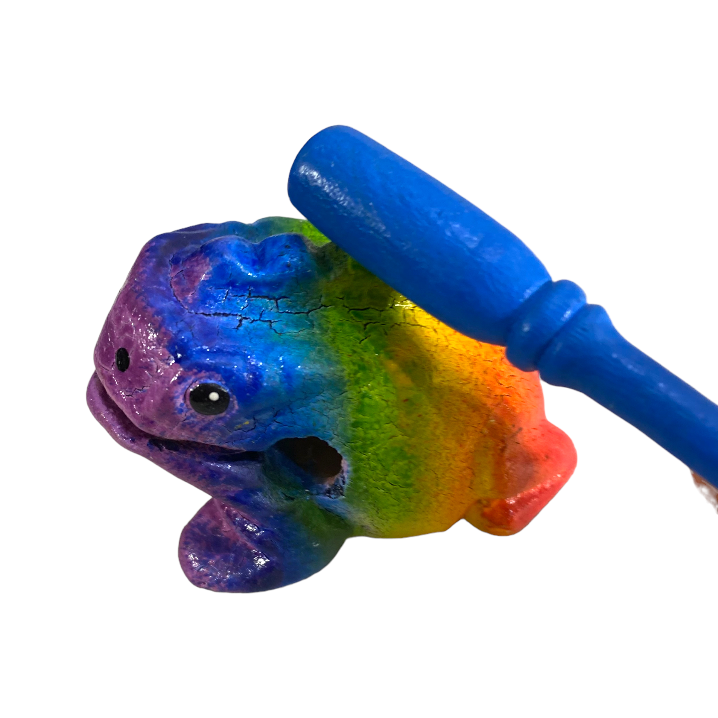 Music Frog Co - Vendita all'ingrosso Gioco musicale - Bambini e neonati - Strumento a percussione rana musicale in legno arcobaleno piccolo da 2"6