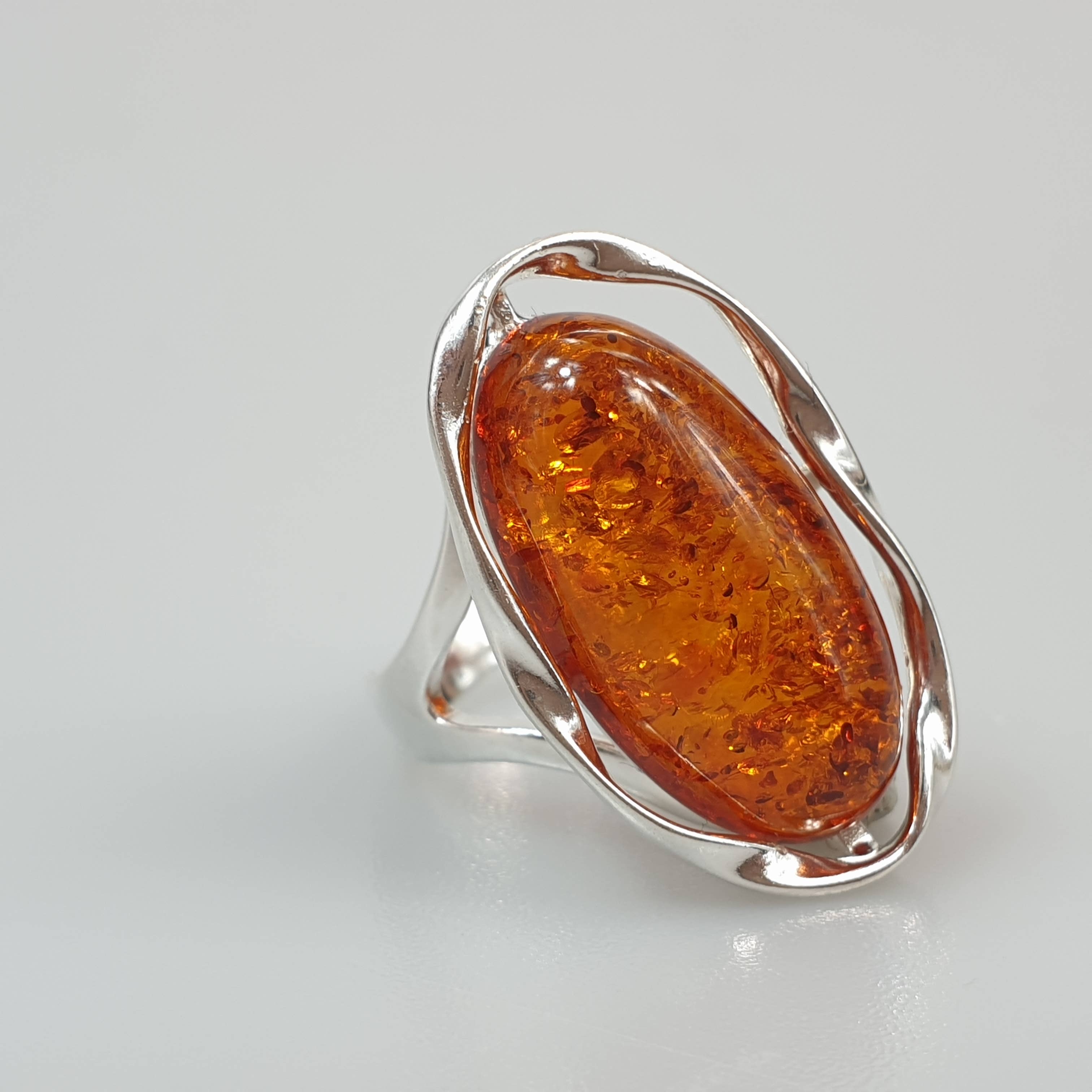 AmberLithuania - Vendita all'ingrosso Anelli cocktail/statement - Anello in argento con ambra vera, anello con pietra preziosa da indossare tutti i giorni3