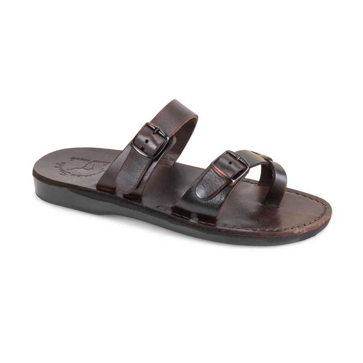 Eran - Sandales plates à courroie ajustable | Marron pour la vente par Jerusalem Sandals