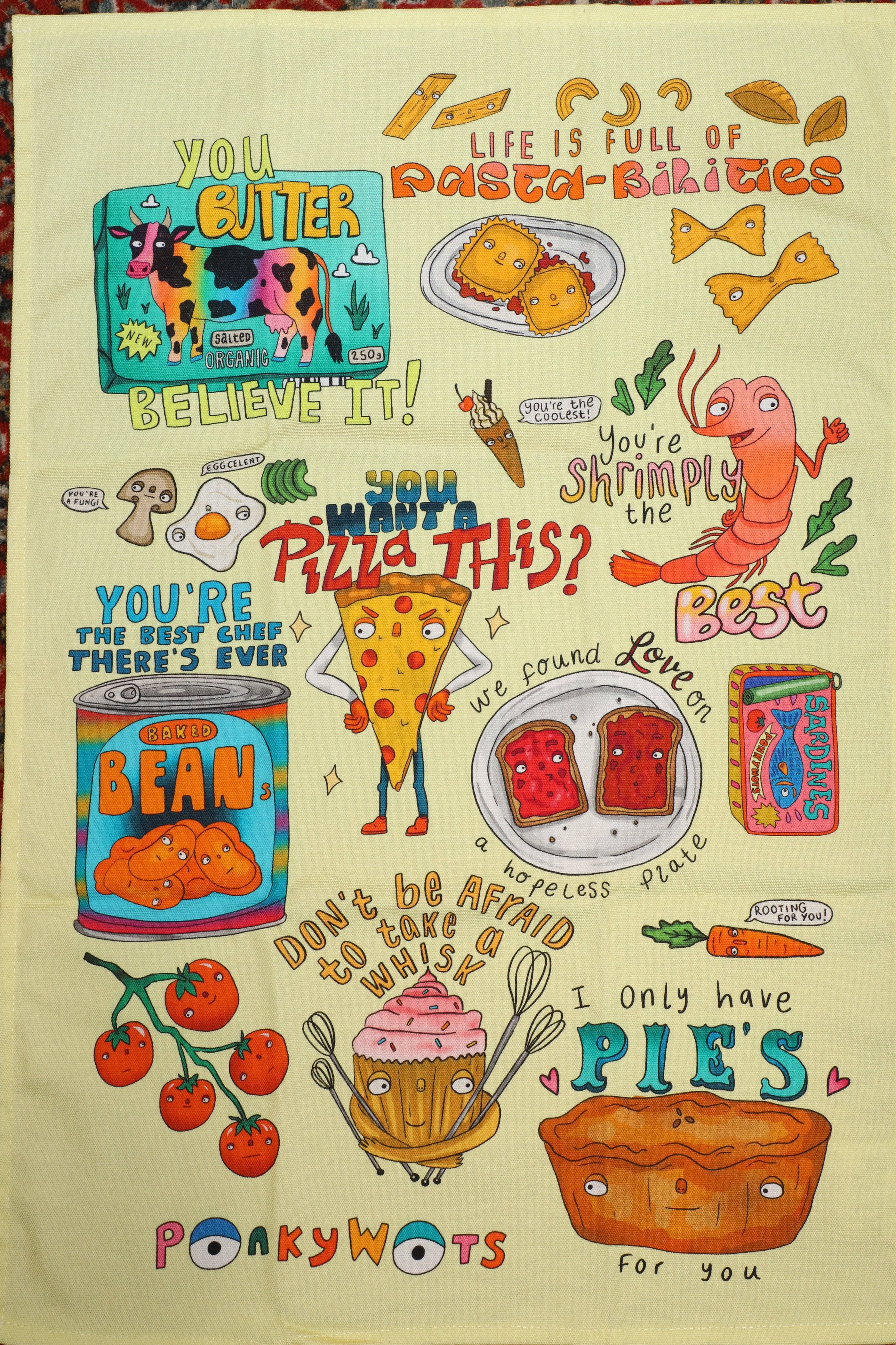 PonkyWots – wholesale Tea towel – PonkyWots Positively Soup-er Foodie Pun Tea Towel8