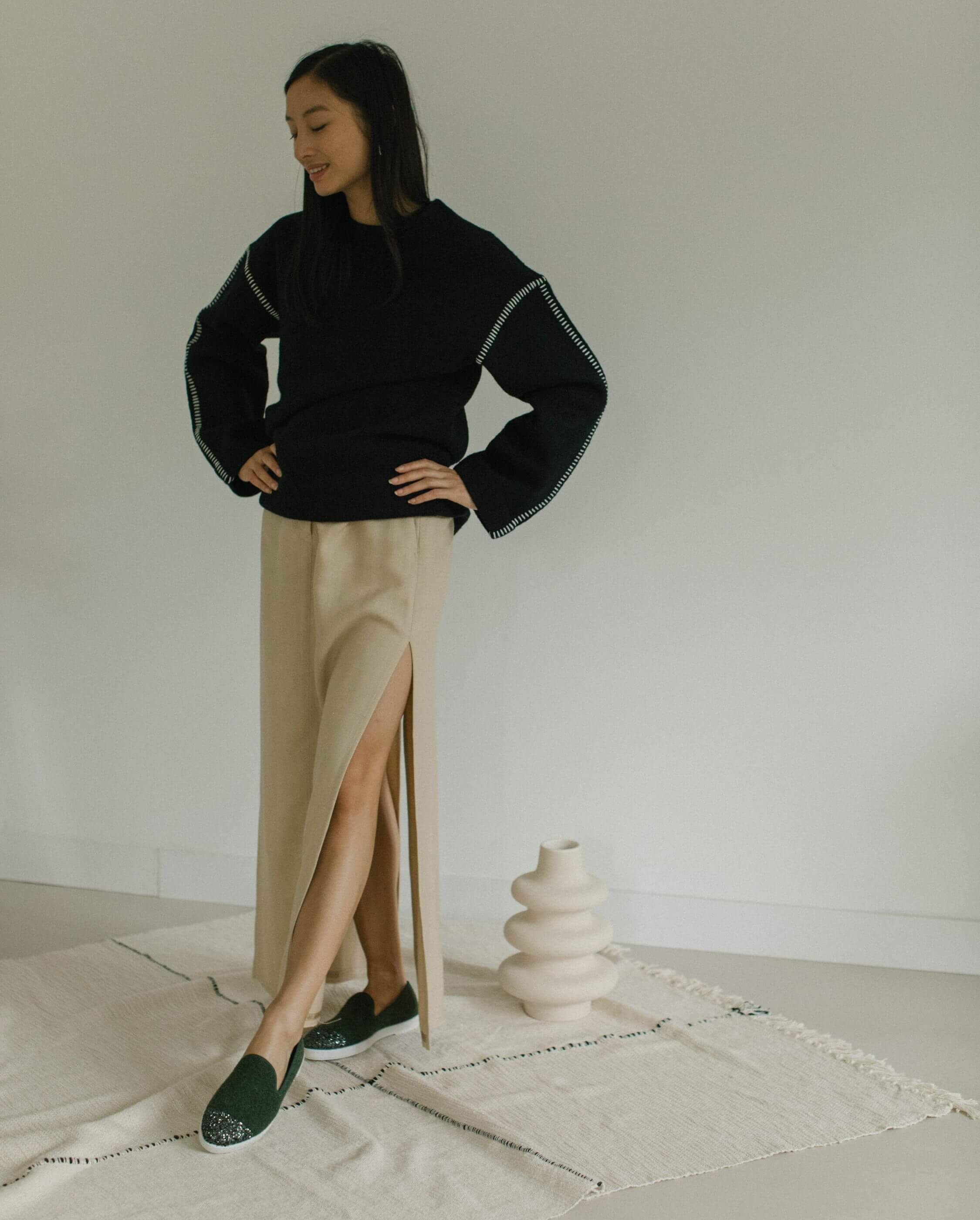 Angarde - Wholesale Slippers - Women's - Women's wool slipper, green sequins5