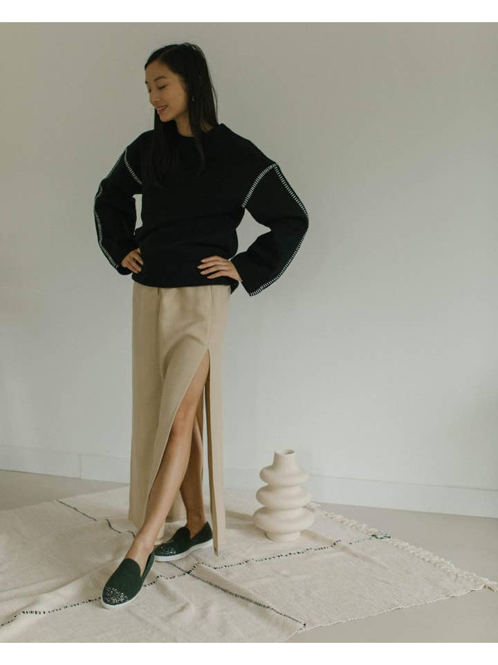 Angarde - Wholesale Slippers - Women's - Women's wool slipper, green sequins5