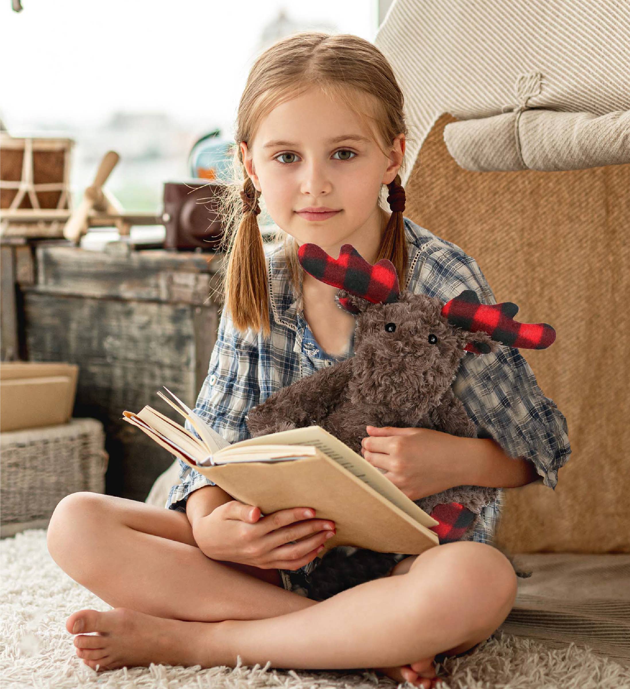 Cota Global - Wholesale Stuffed/Plush Toy - Kids & Baby - Super Soft Plush - Plaid Curly Moose6