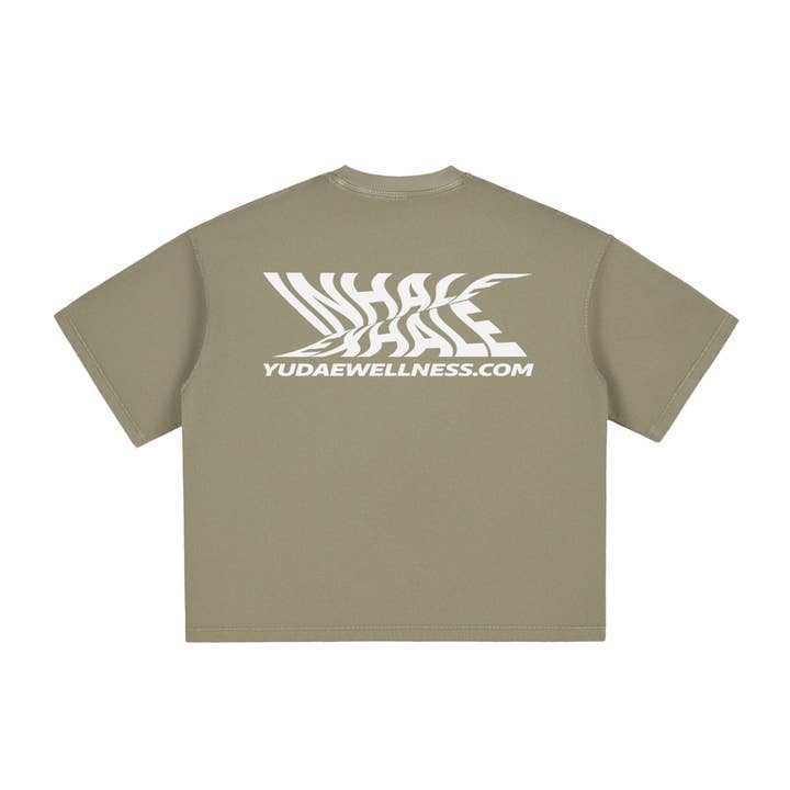 YUDAE - Wholesale Screen Printed T-Shirt - Unisex - Inhale/Exhale Vintage Washed Boxy T-Shirt3