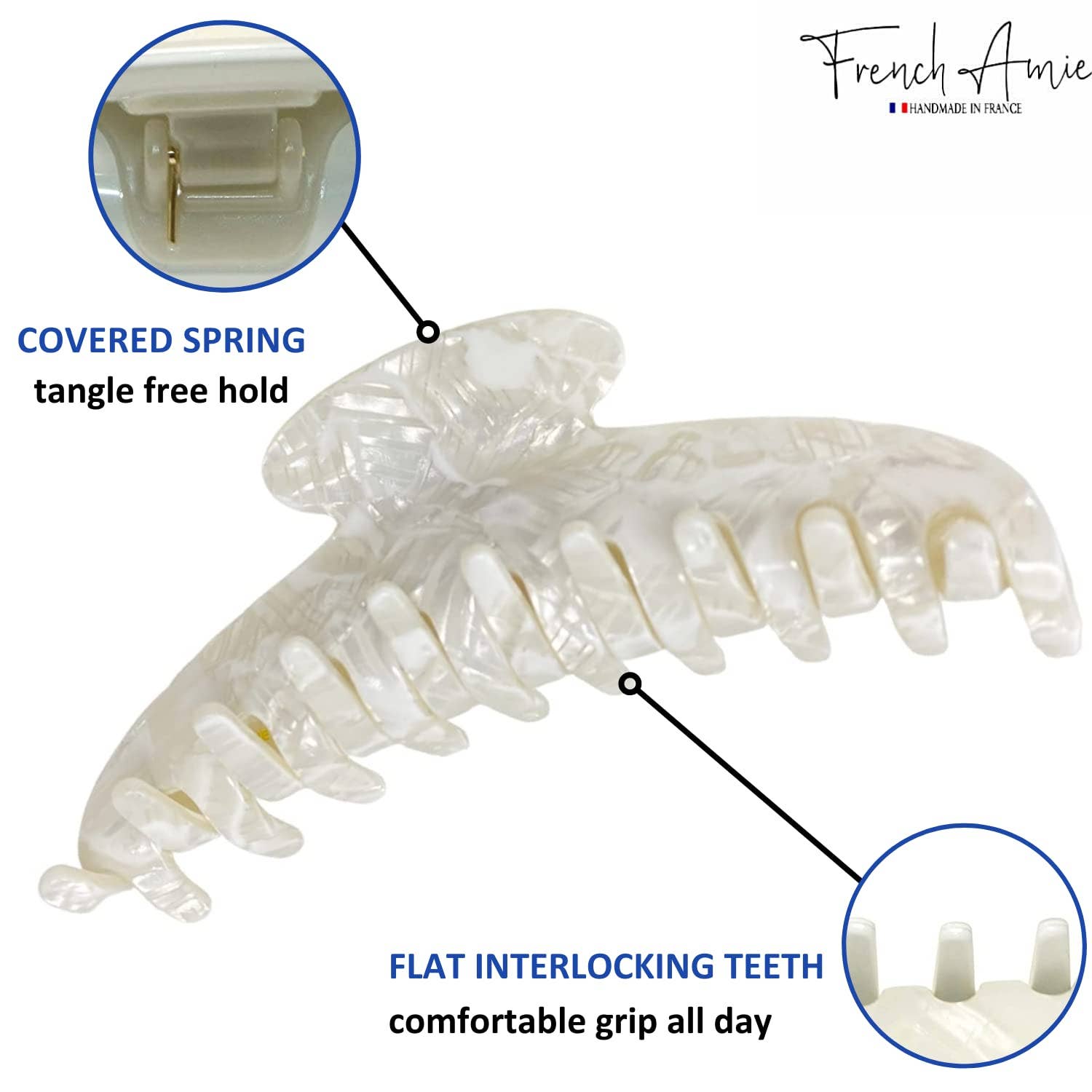 Parcelona - Wholesale Hair Clip - Women's - French Amie Contour Large 4 ¾” Celluloid Handmade Jaw Hair Claw Clip for Women29