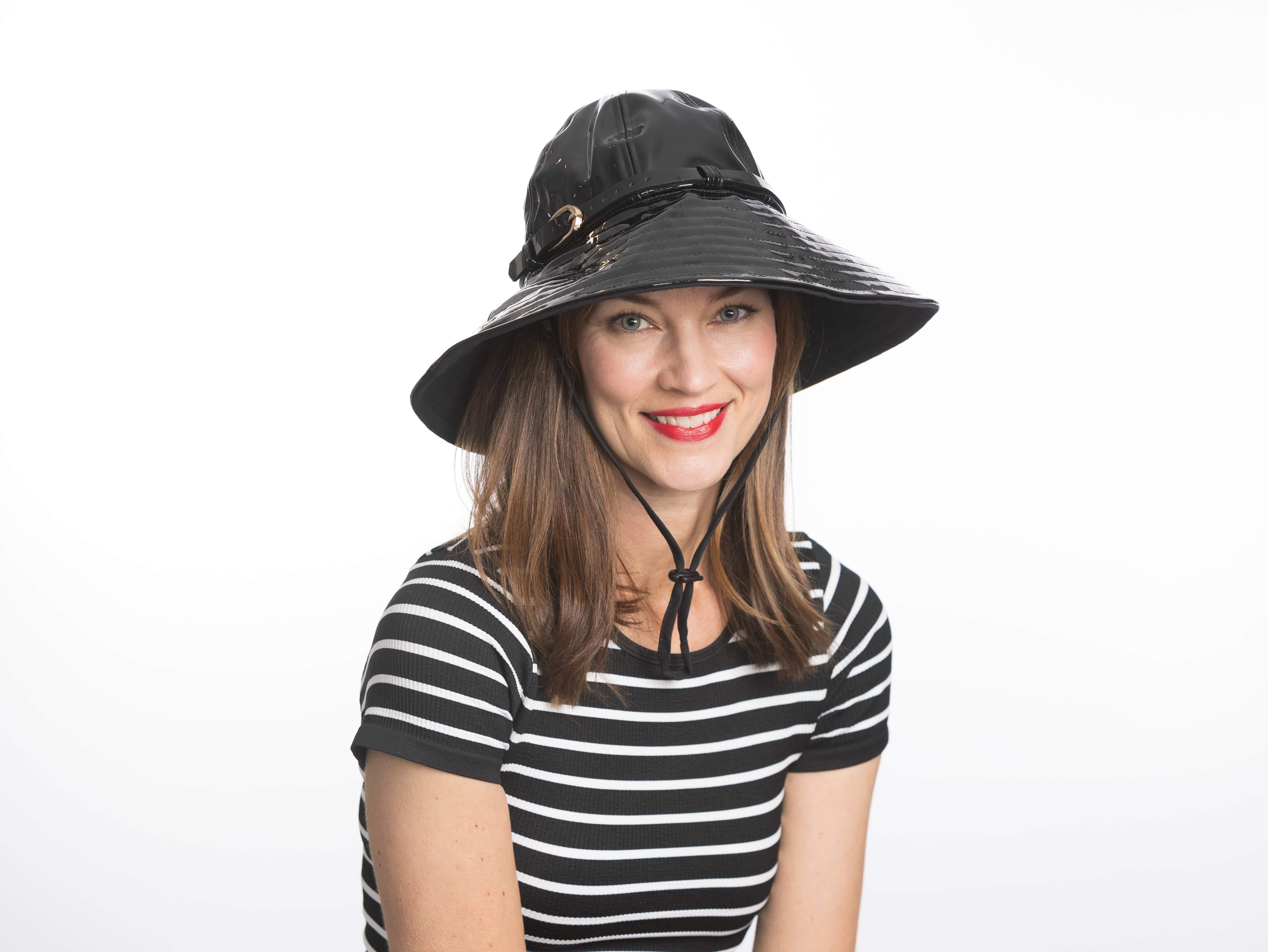 Vinrella - Wholesale Bucket Hat - Women's - Black Patent Waterproof Rain Hat2