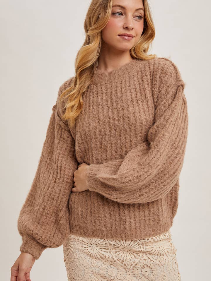 Bluivy – wholesale Pullovertröja - Dam – Oversized tröja i våffelstickning1