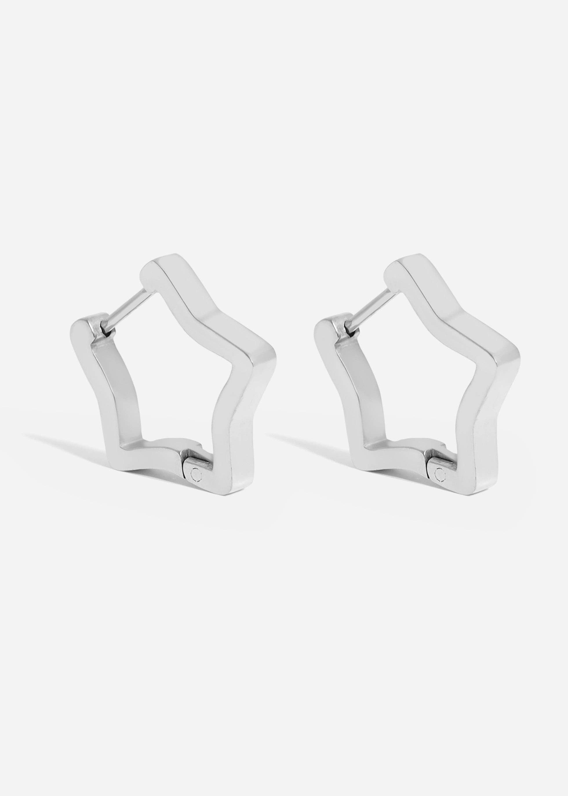 WJW - Vendita all'ingrosso Orecchini a cerchietto - Orecchini Star Huggie in acciaio inossidabile PVD oro 18 carati/ERJ00092