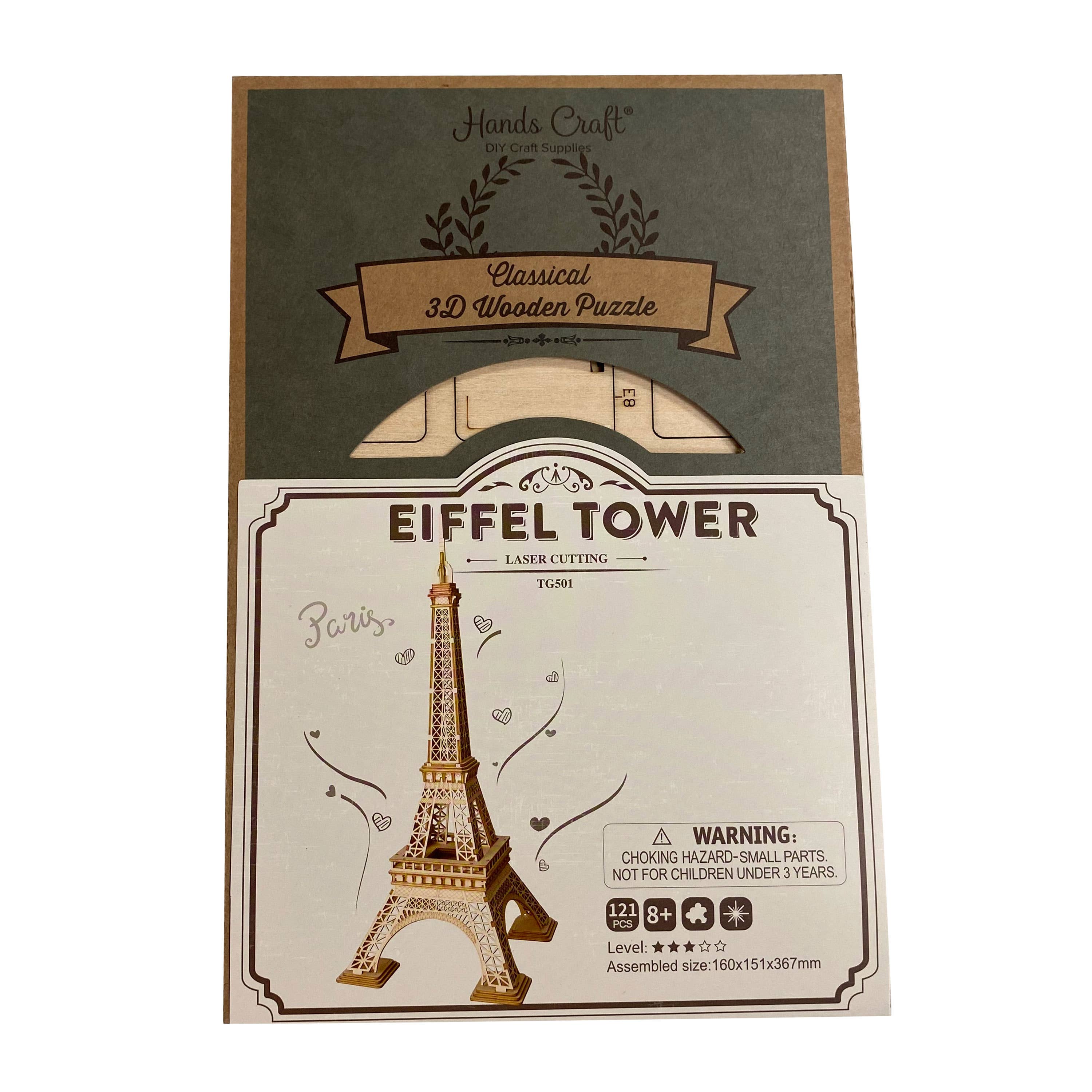 Hands Craft - Wholesale Puzzle - Kids - 3D Laser Cut Wooden Puzzle: Eiffel Tower6