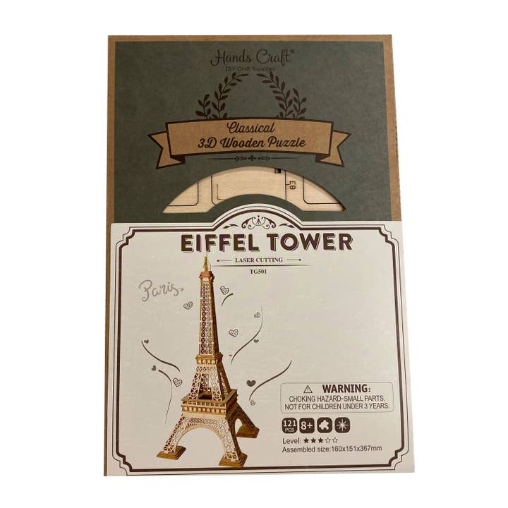 Hands Craft - Wholesale Puzzle - Kids - 3D Laser Cut Wooden Puzzle: Eiffel Tower6