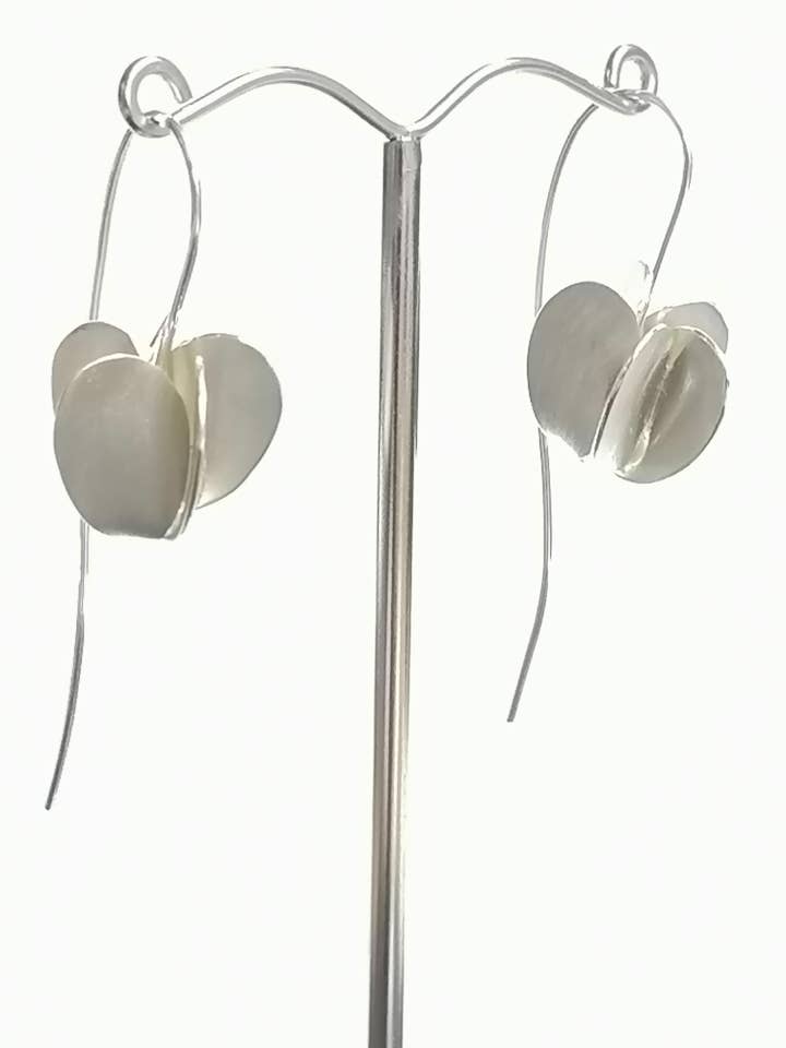 Cyclamen Drop Earrings Hand Made From Silver for wholesale by Andrew O'Dell Jewellery