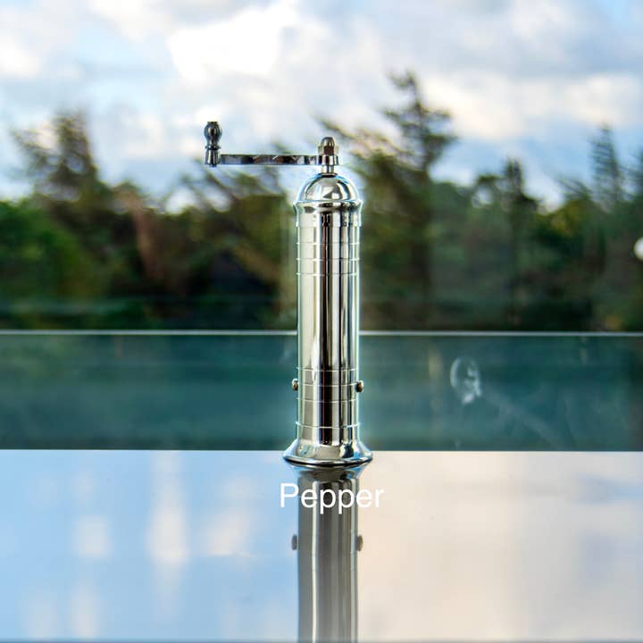 Rune-Jakobsen Design - Wholesale Pepper Mill - The original 'Chrome Mill' - polished 9" pepper grinder2