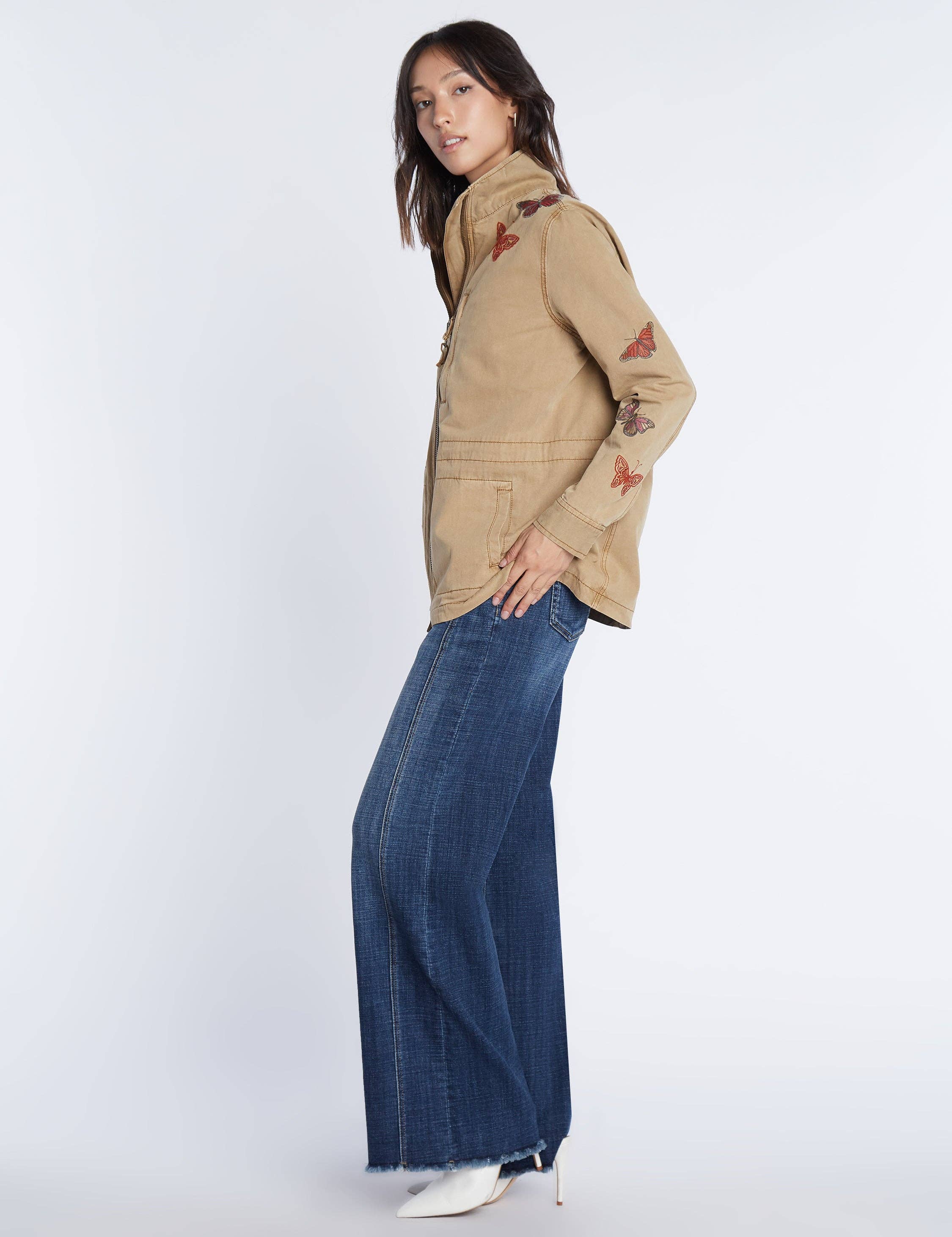 Khaki Rider Embroidered Jacket for wholesale on Faire1