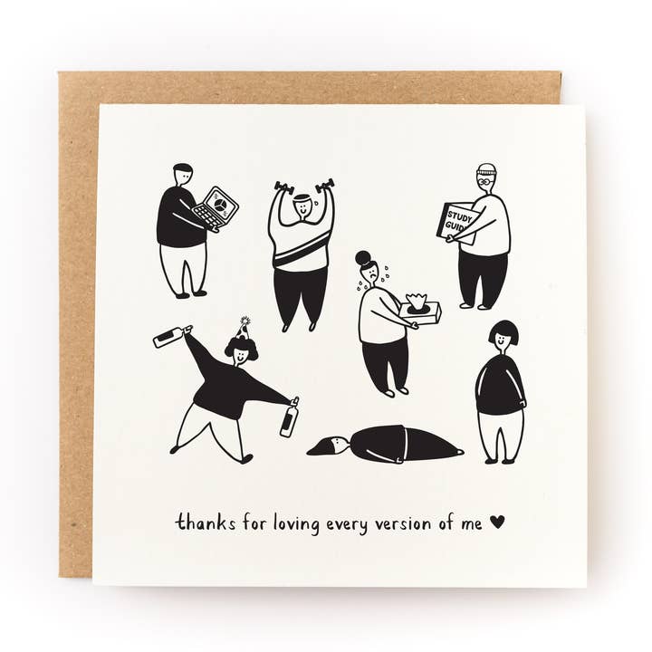 Loving All Versions of Me Valentine's Day Card for wholesale by Kwohtations