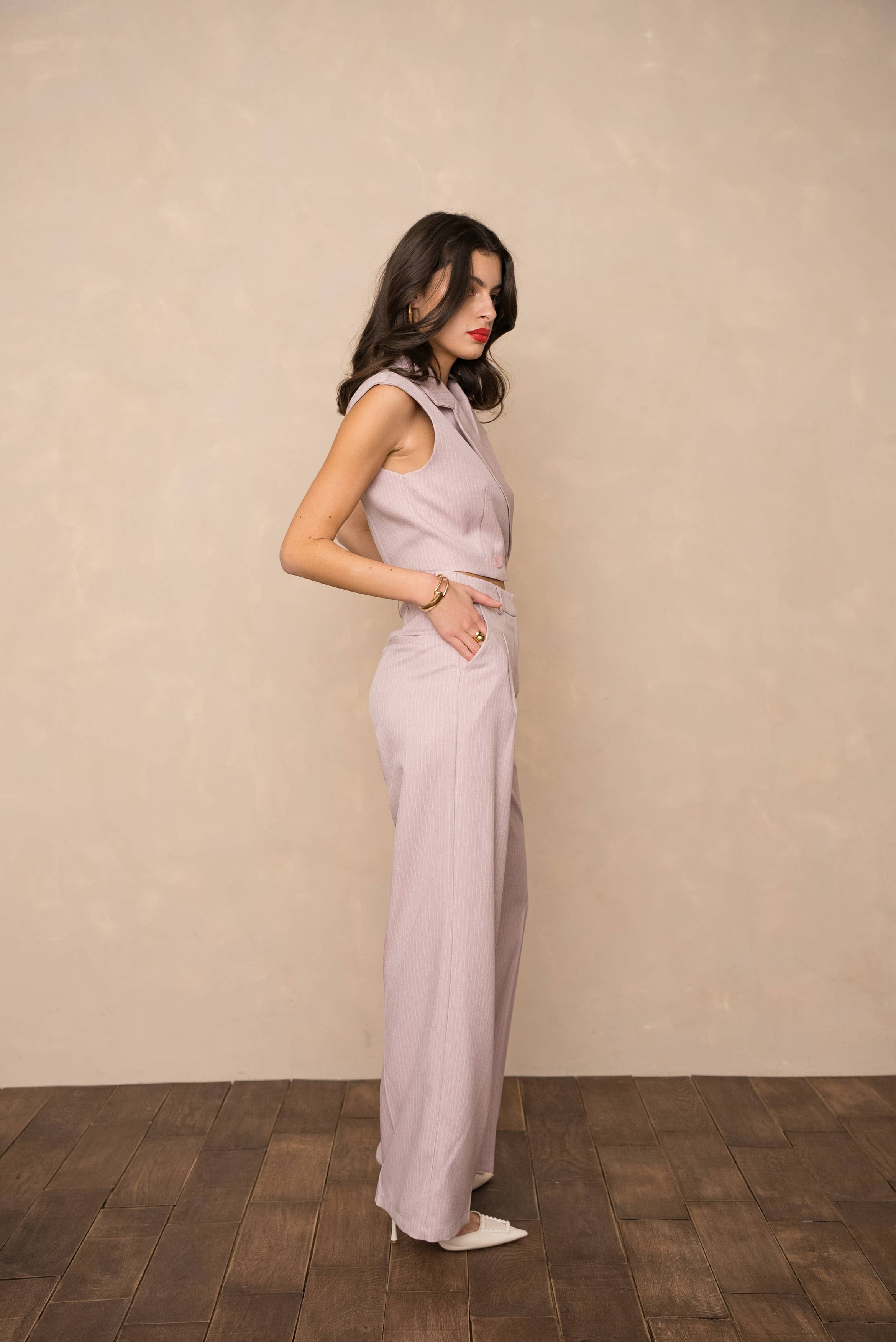 LULUMARY - Wholesale Blazer - Women's - Sleeveless striped blazer V33141