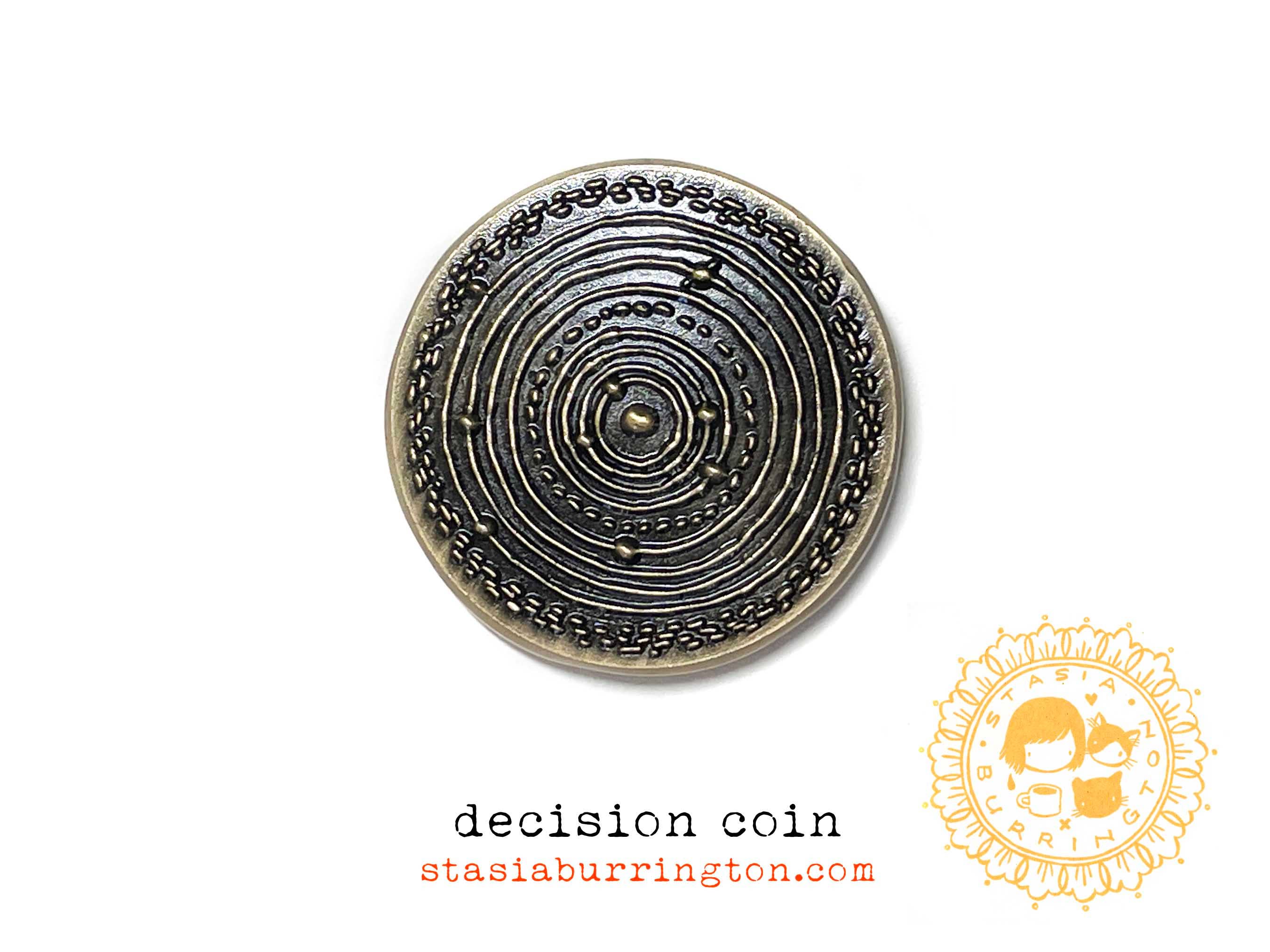 Stasia Burrington Illustration - Wholesale Keepsake Coin/Token - Coin - Moth - Solar System - decision making talisman5