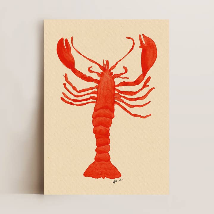 Watercolour Lobster Print for wholesale by Alluvion