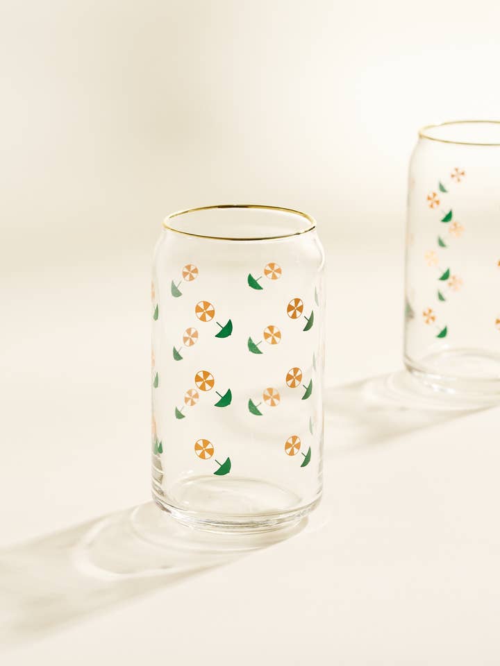 Umbrella Drink Gold Rimmed Soda Can Glass for wholesale by One & Only Paper