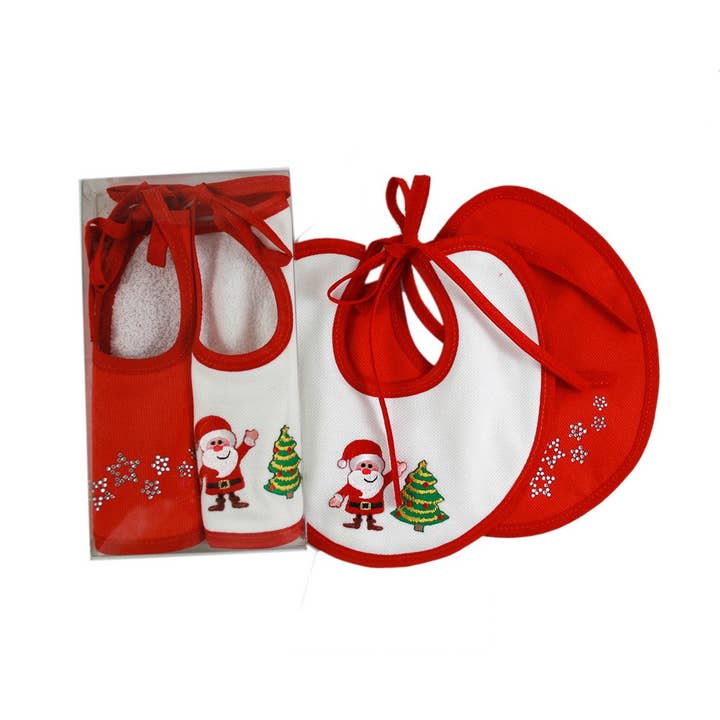 ORIONE pack: 2 piquet bibs diameter 18 cm with laces and application - IN BOX for wholesale by Almatex srl