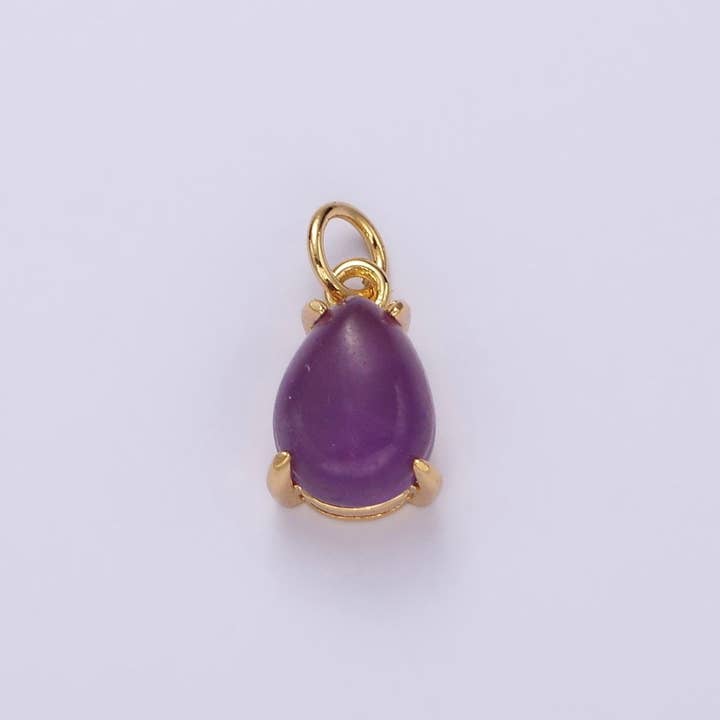 Aim Eternal - Wholesale Individual charm/pendant - 14K Gold Filled 10mm Rose Quartz, Amethyst Teardrop Bezel Minimalist Charm | AG445 AG4461
