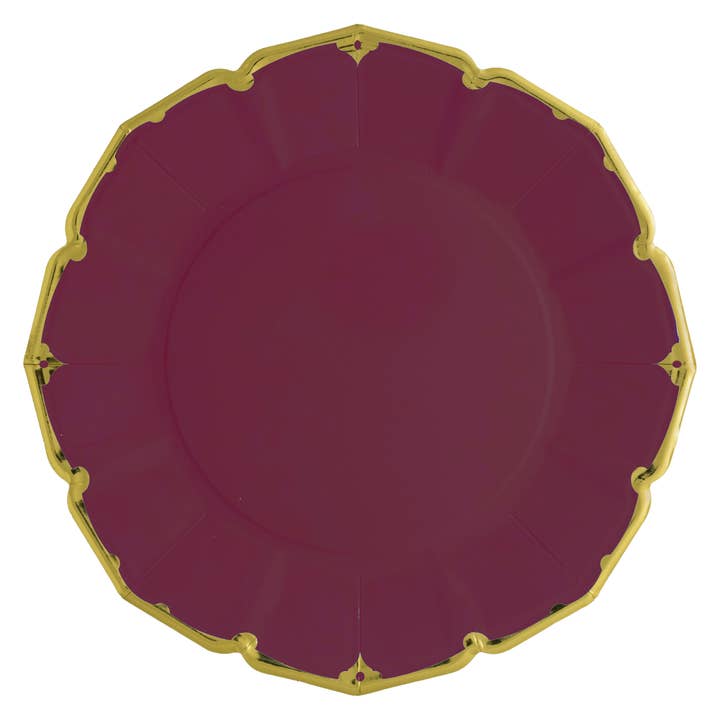 Eid Creations - Wholesale Disposable Plate - 8 Pomegranate Burgundy Dinner Plates