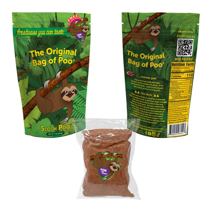 Le Sac Original de Caca® (Caca de Barbe à Papa de Paresseux) pour la vente par "The Original Bag of Poo"® Novelty Cotton Candy