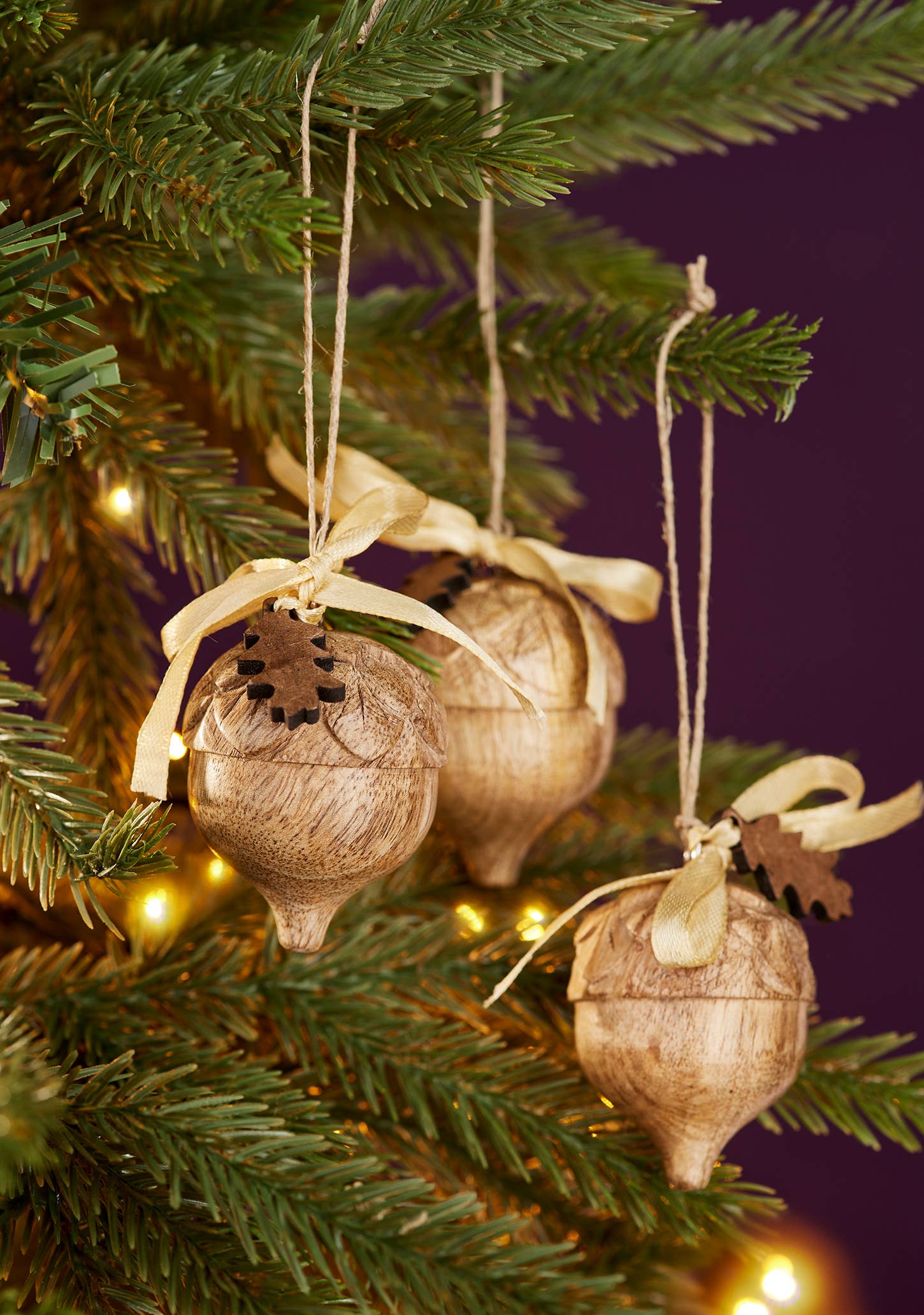 Namaste – wholesale Ornament – Hand Carved Acorn Decoration1