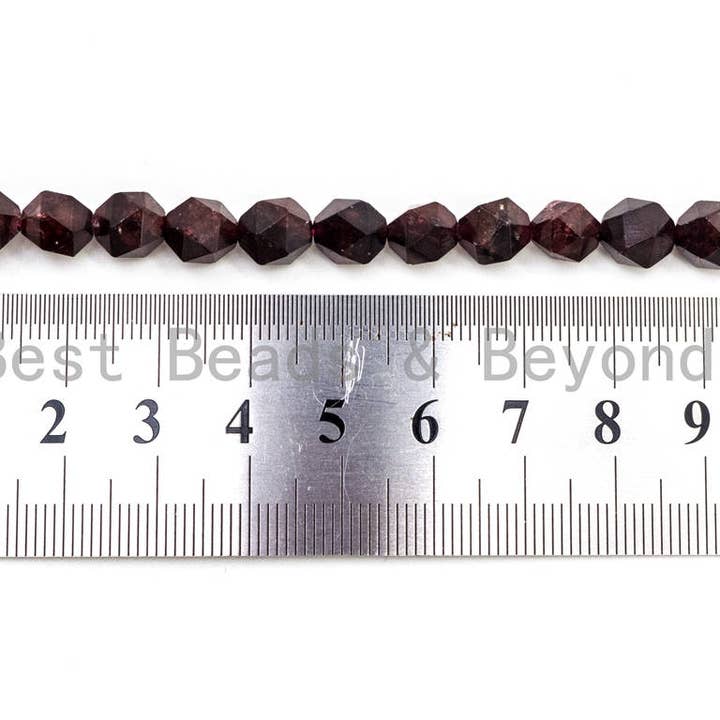 BestBeads&Beyond - Wholesale Beads - Diamond Cut Quality Natural Red Garnet beads, 6mm/8mm/10mm/12mm, Diamond Cut Faceted Round Gemstone Beads, 15.5inch strand, SKU#U130